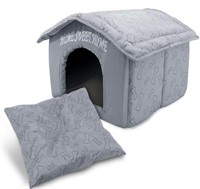 NEW - Gray Plush Pet House Bed