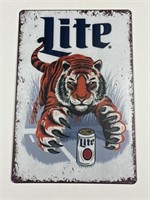 Detroit Tigers Miller lite metal sign - measures