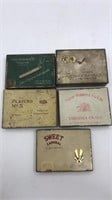 5 Vintage Metal Cigarette Tins