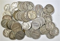 50-CIRC MIXED DATE MERCURY DIMES