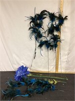 G) very unique blue and black feather, floral