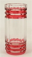 Val Saint Lambert Cranberry Cut to Clear Vase