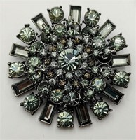 Vintage Smoky Rhinestone Layered Brooch