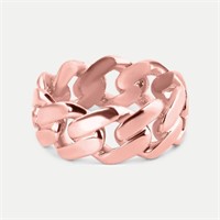 14K SOLID ROSE GOLD CUBAL LINK RING 8MM SIZE 8