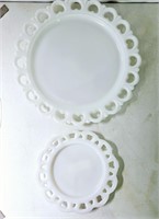 Lace Edge Milk Glass Decorative Plates