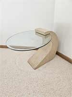 sculptural glass end table