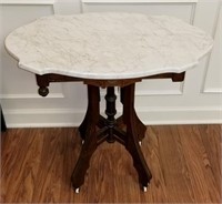 Antique Walnut Eastlake Table with Marble Top