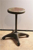 Vintage Metal Rolling Work Stool 23.5"h