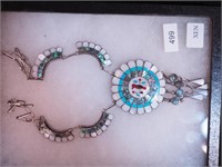 Inlaid turquoise, mother of pearl,