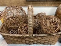 Woven Basket with Wicker Spheres