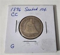 1876  CC Seated 25 Cent Coin