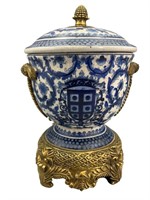 Louis XV-Style Blue and White Ormulu Cache Pot