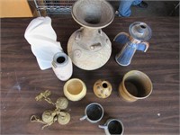 Pottery Vases & Brass Bells