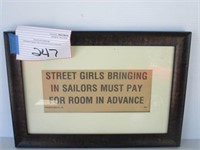 Framed & Matted Street Girls sign 11x16
