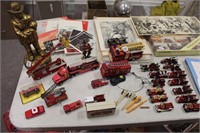 TABLE LOT - FIREFIGHTER PICTURES, MINITURE FIRE