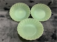 Set of 3 Vintage Anchor Hocking Jadeite Dessert