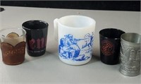 Davy Crockett coffee cup and shot glasses