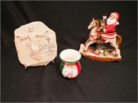 Ceramic figurine of Santa on rocking horse,