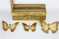 Vintage Brass Butterflies & Tissue Box