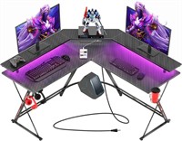 SEVEN WARRIOR L Shaped Gaming Desk with LED Lights