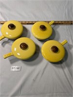 VTG Hull Pottery Soup Bowls With Handle Yellow