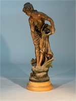 1800's Victorian Spelter Lady Statue Moreau