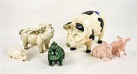 6 Pigs--Cast Iron Banks, Porcelain Figurines
