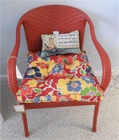 Red Rattan style open arm chair (new)
