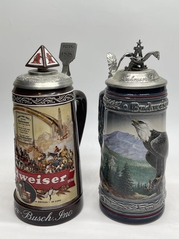 Two Anheuser Busch Beer Steins