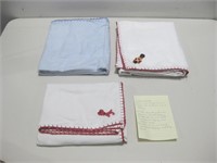 Three Handmade Baby Blankets Largest 36"x 44"