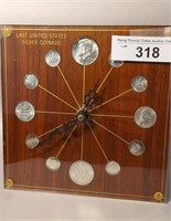 1964 90% Silver Coin Clock Kennedy Half Dollar