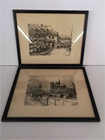 Two Burin Dufza framed prints.