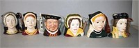 Six Royal Doulton Henry VIII & wives jugs