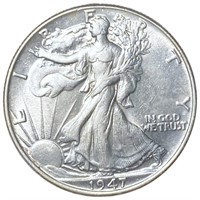 1947 Walking Liberty Half Dollar CLOSELY UNC