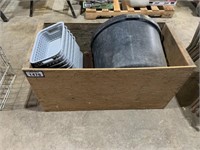 Wood Box (19"x39"x20"High), Plastic Containers