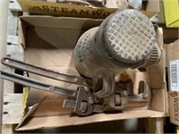 Antique Duff-Norton Screw Jack, 2 Pipe Wrenches