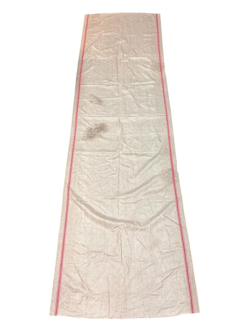 French Linen Runner with Red Stripe