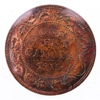 Canada 1915 Large One Cent Coin MS60 ICCS Cleaned