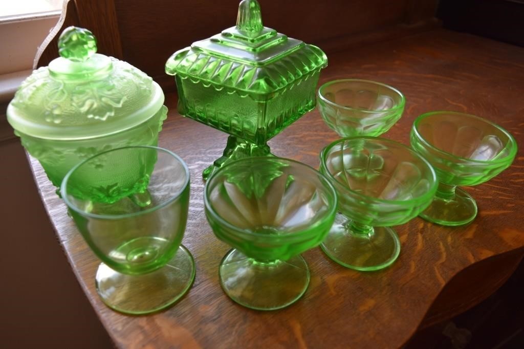 Vintage Green Glassware