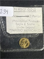 1 Maximilian Mexican Gold Coin