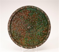 Gilt bronze mirror inlaid with turquoise stone bef