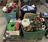Pallet lot of household items including Christmas