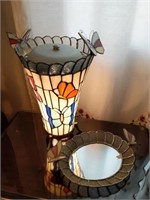 Mosaic Butterfly Lamp & Mirrored Tray