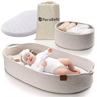 PeraBella Baby Changing Basket, White, 29" x 16"
