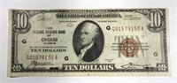 1929 $10 NATIONAL CURRENCY CHICAGO