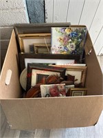 Box of Framed Artwork and Decor (back house)