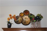 3 Pieces Home Decor:  Flower, Wall Art and Vases