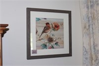 2 Framed Bird Artwork 18"x18"