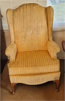Vtg Broyhill Premier Yellow Striped Arm Chair Wing