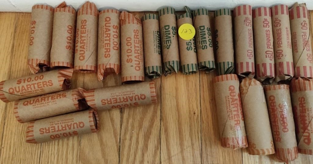 Large Lot of Rolled Coins